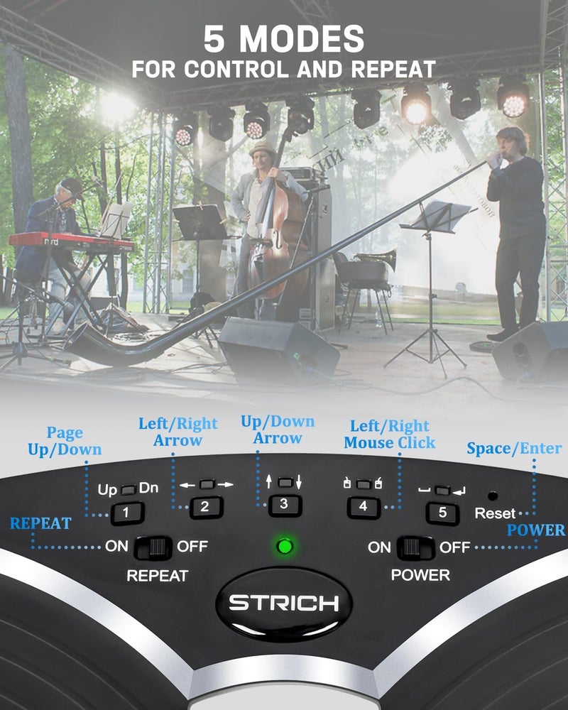 STRICH Wireless Page Turner Pedal, 5 Modes, Portable & Anti-slip, Footswitch Page Turner Quiet Operation for iPad, Performances and Teaching, SPT-20 - Image 2